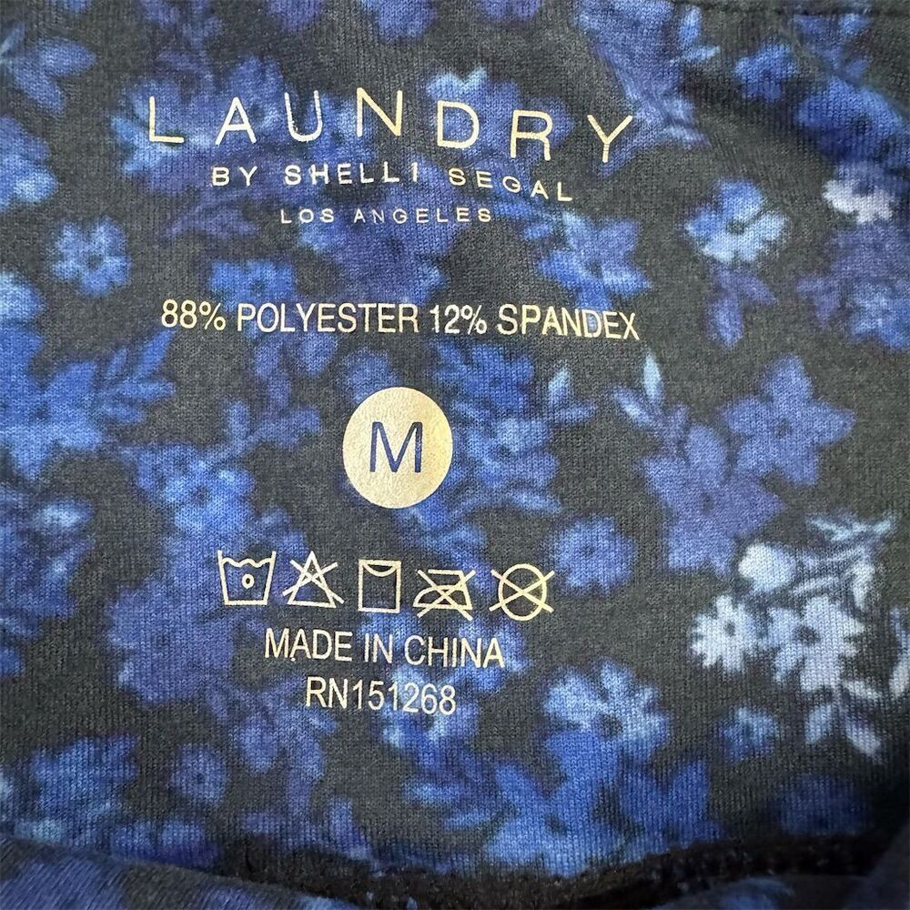Laundry By Shelli Segal Blue Floral Leggings High Waist Size Medium - Picture 3 of 6